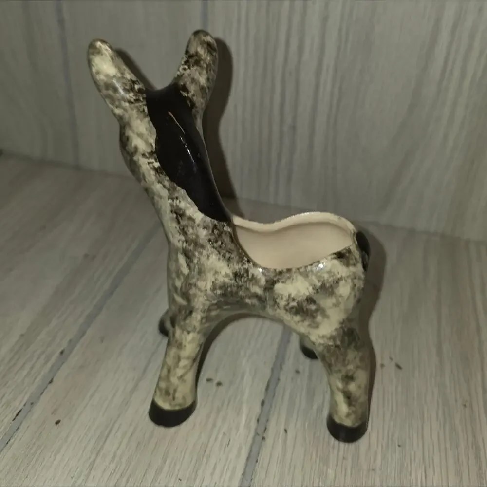 Vtg 70s Hand Painted Donkey Planter Brown Burro MCM Pottery For Plants Whimsical - Picture 4 of 5